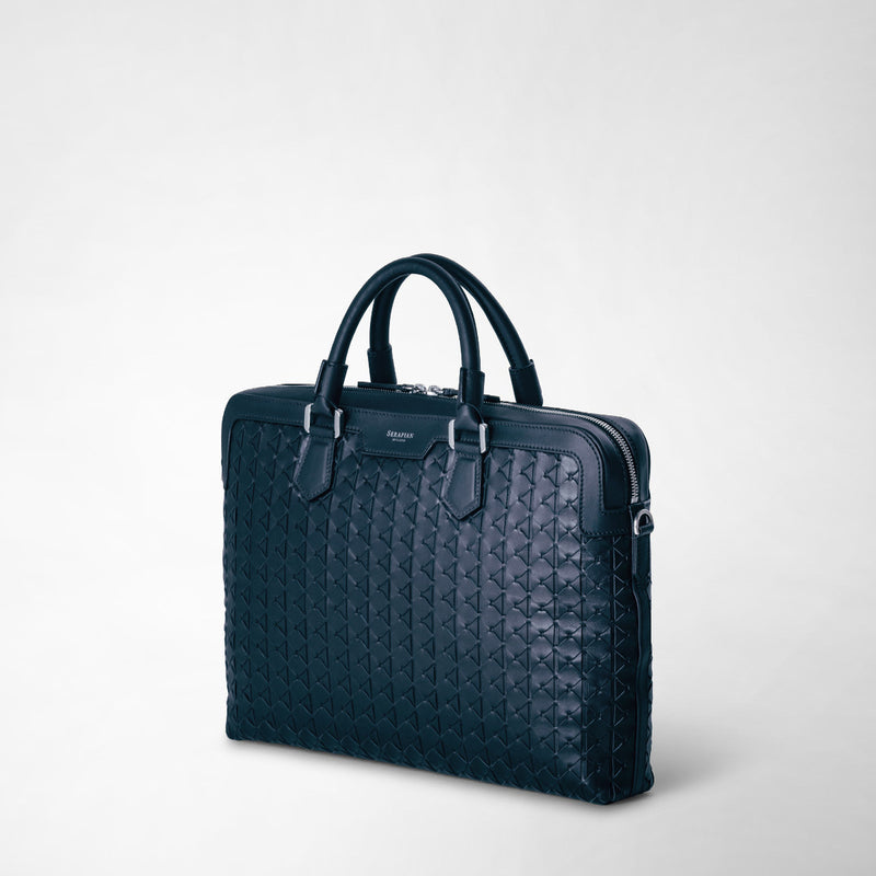 Serapian Extra slim briefcase in mosaico navy blue Online