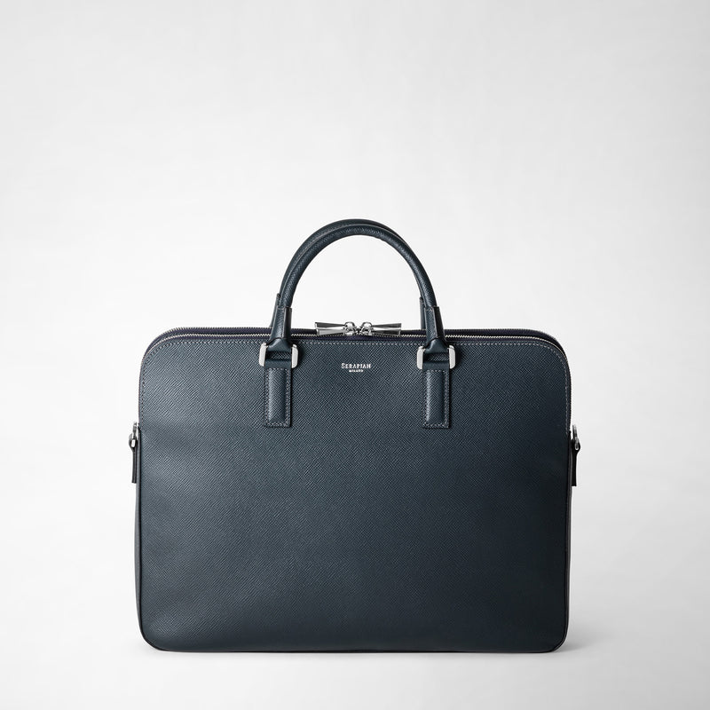 Serapian Borsa business slim doppia zip pelle evoluzione blu Outlet