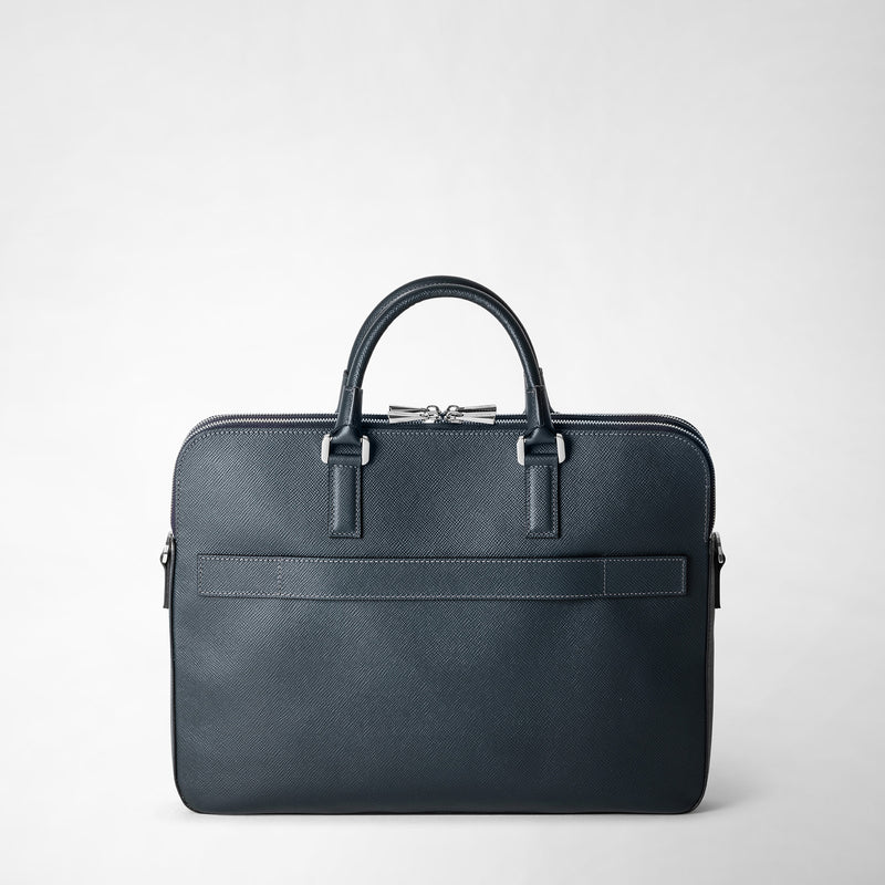 Serapian Borsa business slim doppia zip pelle evoluzione blu Outlet