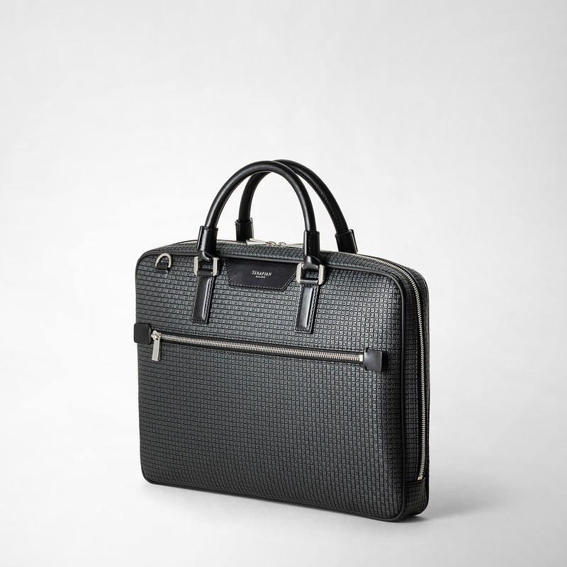 Serapian Borsa business extra slim in stepan asfalto-nero In Vendita