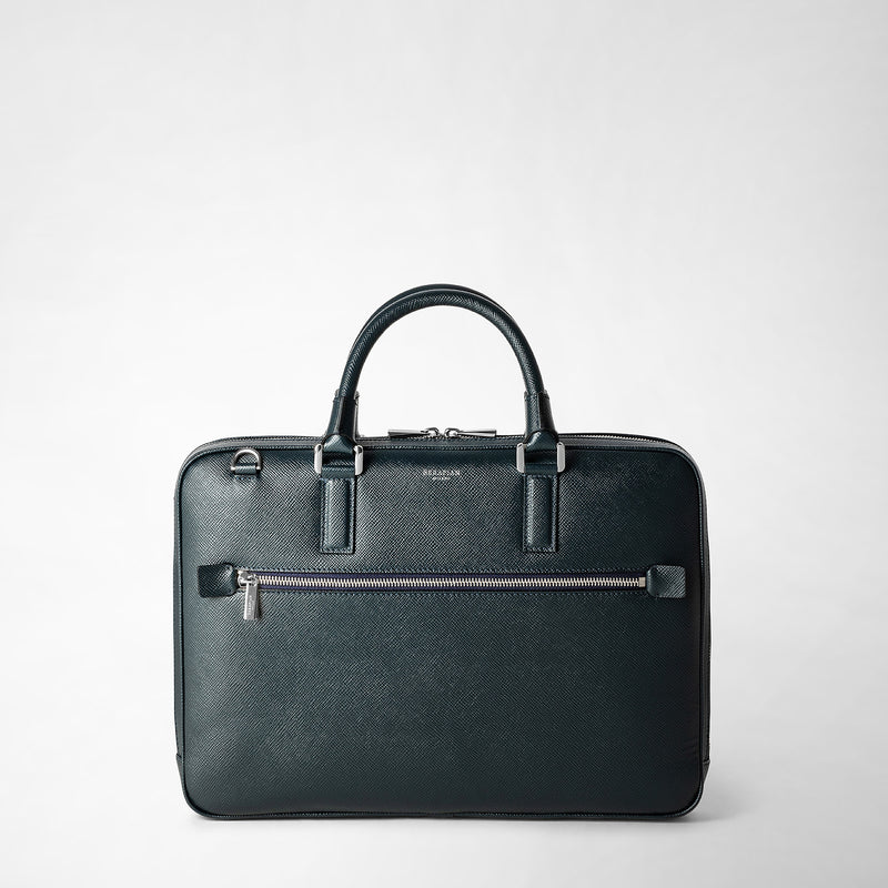 Serapian Borsa business extra slim in pelle evoluzione blu navy Vendita Calda
