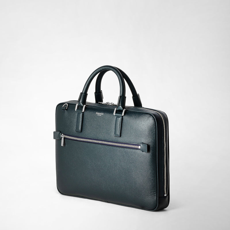 Serapian Borsa business extra slim in pelle evoluzione blu navy Vendita Calda