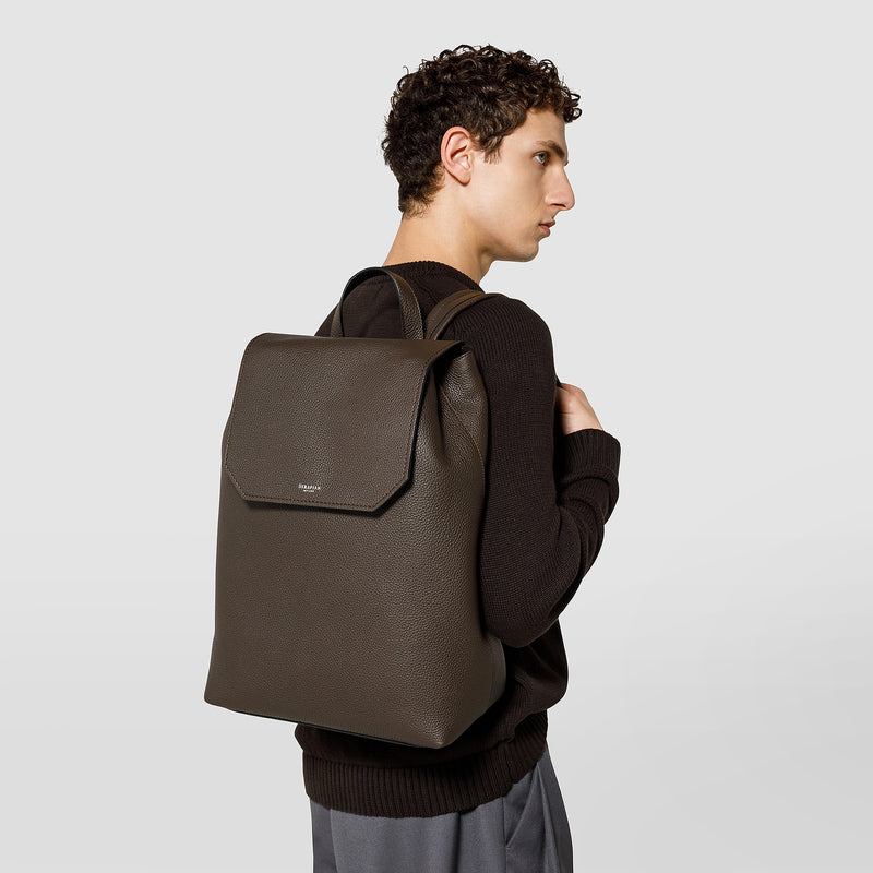 Serapian Day backpack in cachemire leather espresso Vendita Economica