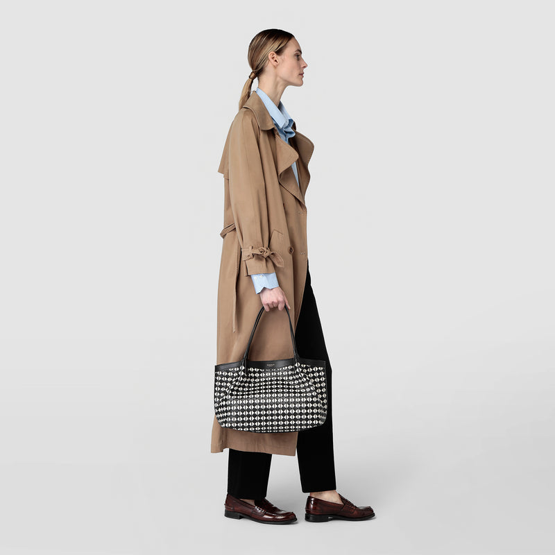 Serapian Tote bag secret piccola in mosaico nero-panna I Più Venduti