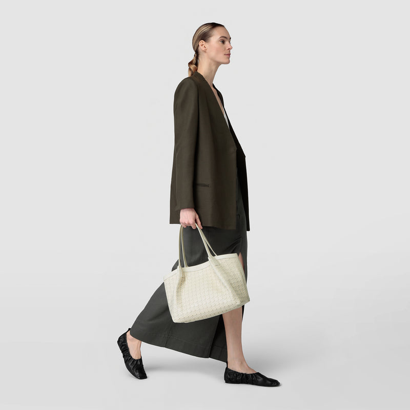 Serapian Tote bag secret piccola in mosaico panna Vendite Flash