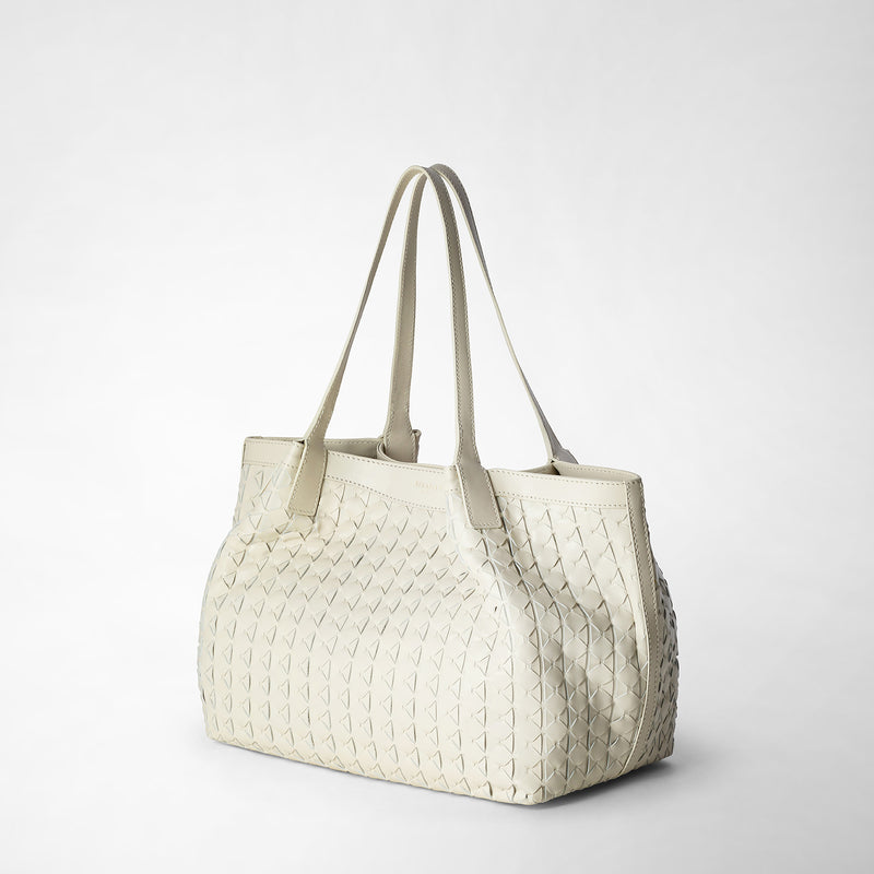 Serapian Tote bag secret piccola in mosaico panna Vendite Flash