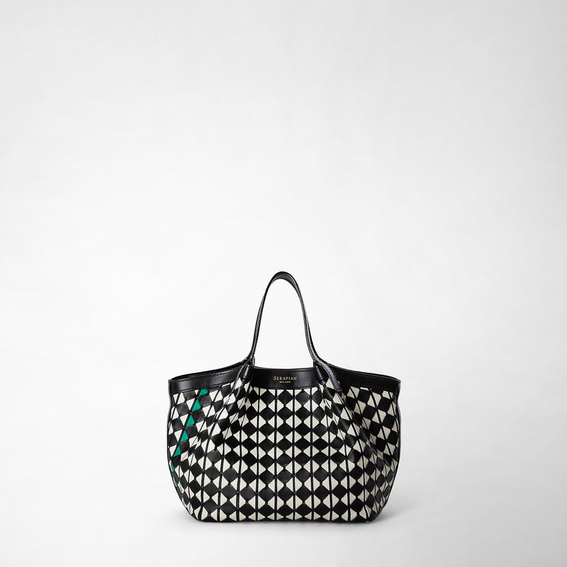 Serapian Borsa secret mini in mosaico nero-panna Vendita