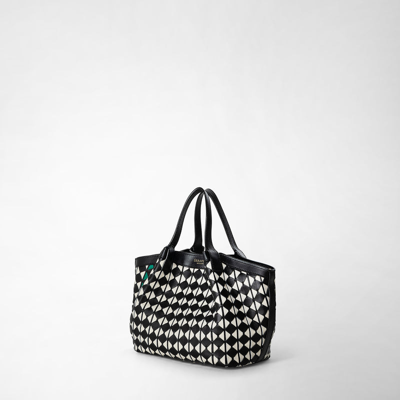 Serapian Borsa secret mini in mosaico nero-panna Vendita