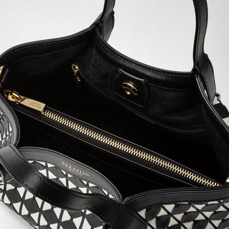 Serapian Borsa secret mini in mosaico nero-panna Vendita