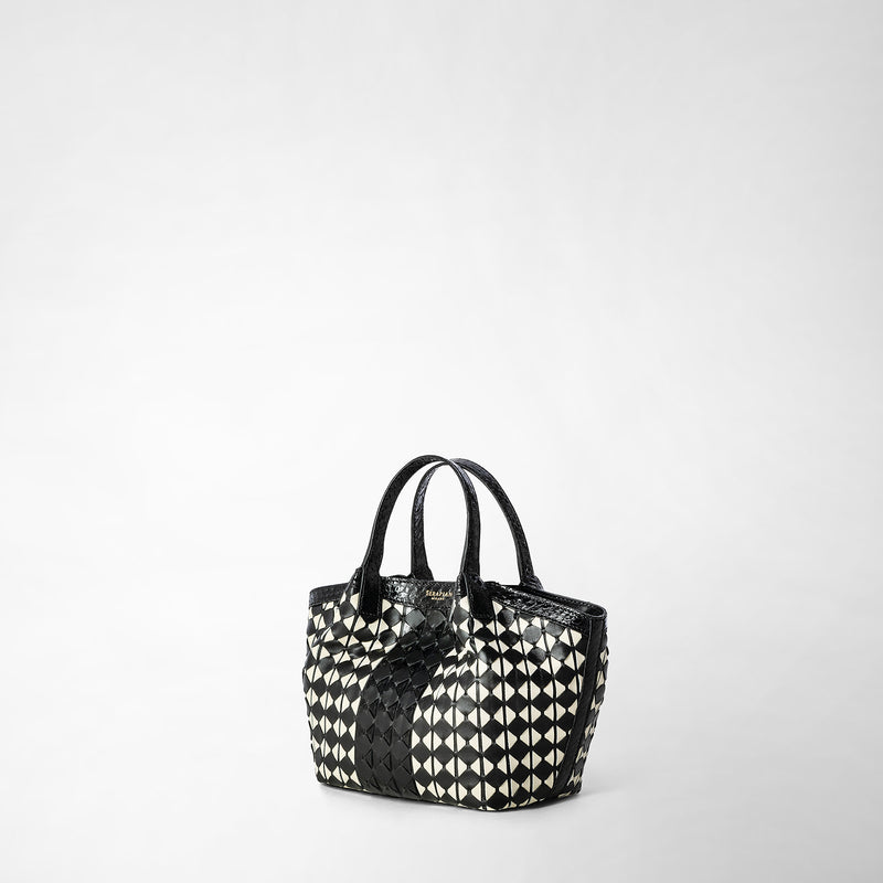 Serapian Mini secret bag mosaico elaphe black and off white Spedizione Gratuita