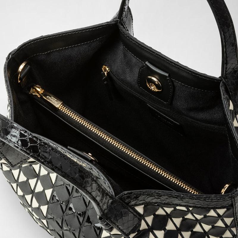 Serapian Mini secret bag mosaico elaphe black and off white Spedizione Gratuita