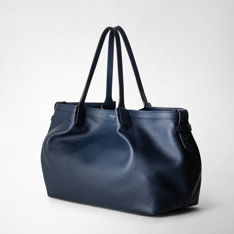 Serapian Tote bag secret in pelle rugiada blu navy Saldi Di Fabbrica
