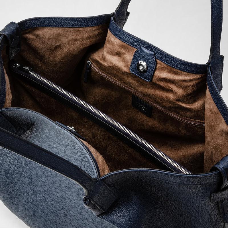 Serapian Tote bag secret in pelle rugiada blu navy Saldi Di Fabbrica
