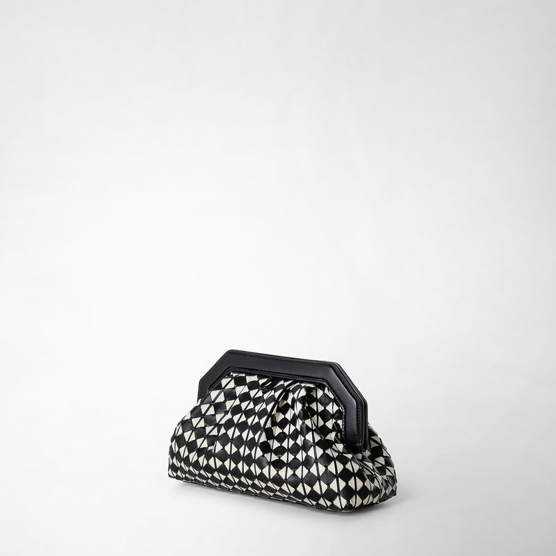 Serapian Clutch secret in mosaico nero-panna Vendita