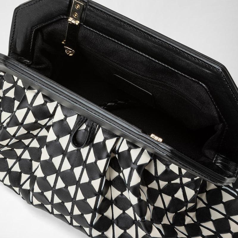 Serapian Clutch secret in mosaico nero-panna Vendita