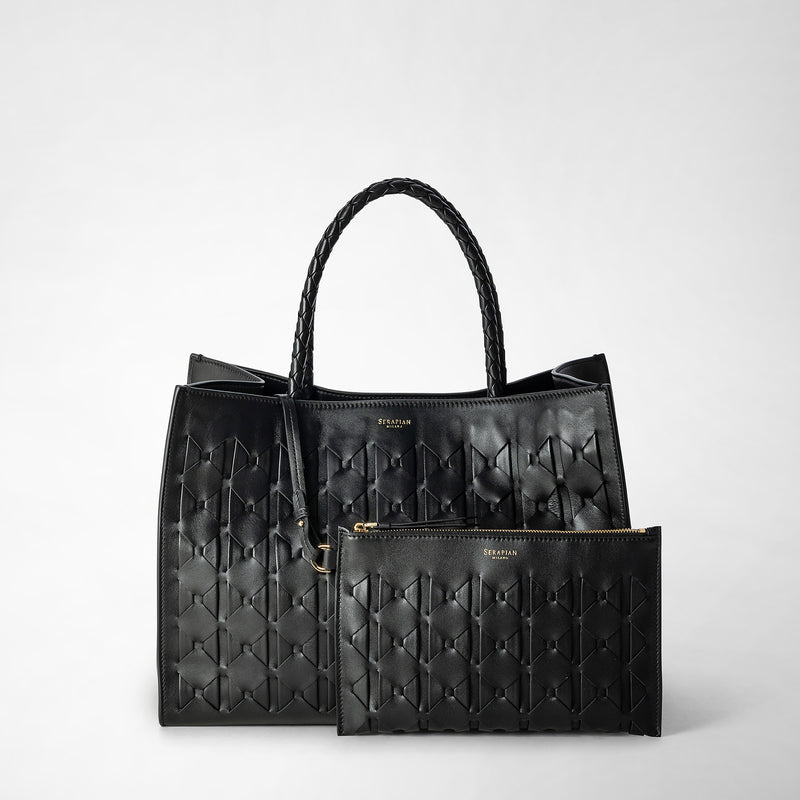 Serapian 1928 tote bag in mosaico black Acquista Ora