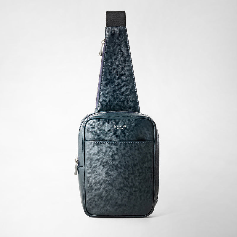 Serapian Zaino monospalla in pelle evoluzione blu navy Fino Al -60%