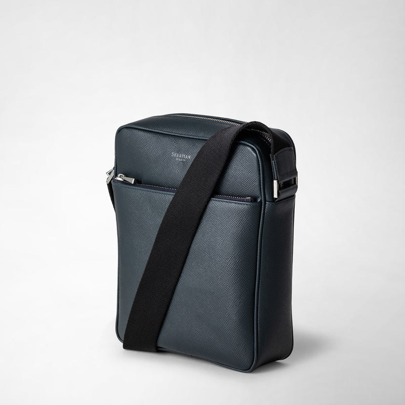 Serapian Tracolla north south in pelle evoluzione blu navy Convenienza