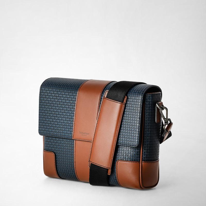 Serapian Borsa messenger con pattina in stepan 72 blu Offerta