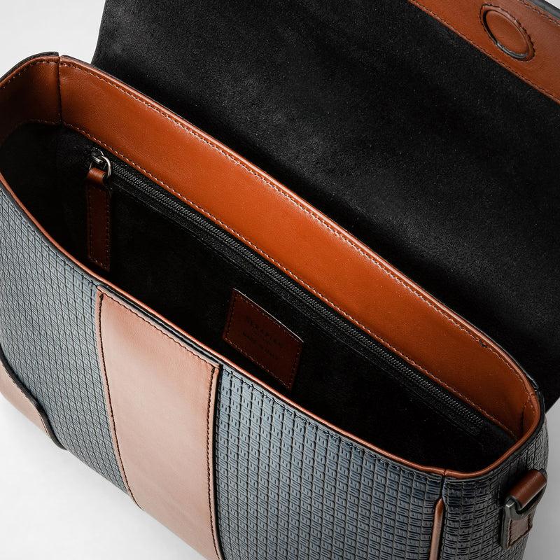 Serapian Borsa messenger con pattina in stepan 72 blu Offerta