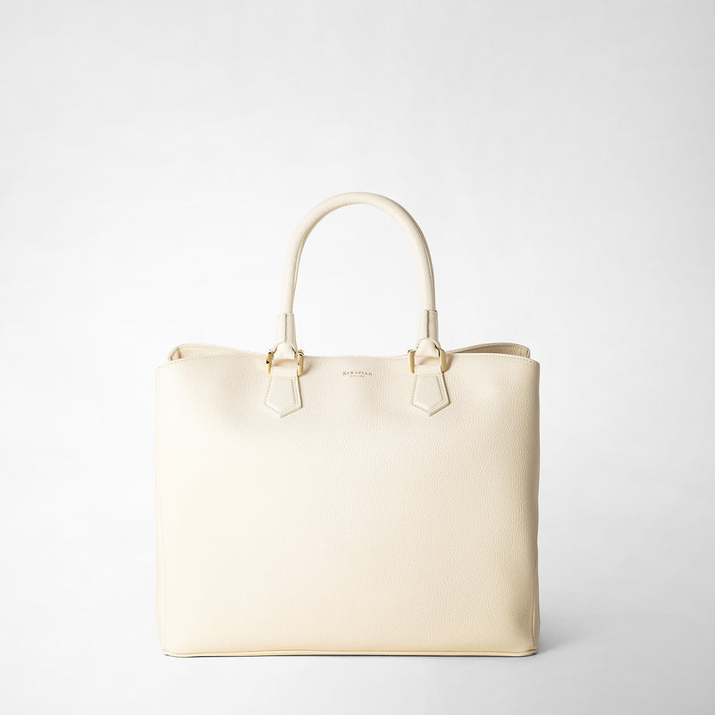 Serapian Borsa a mano luna in pelle rugiada crema In Vendita