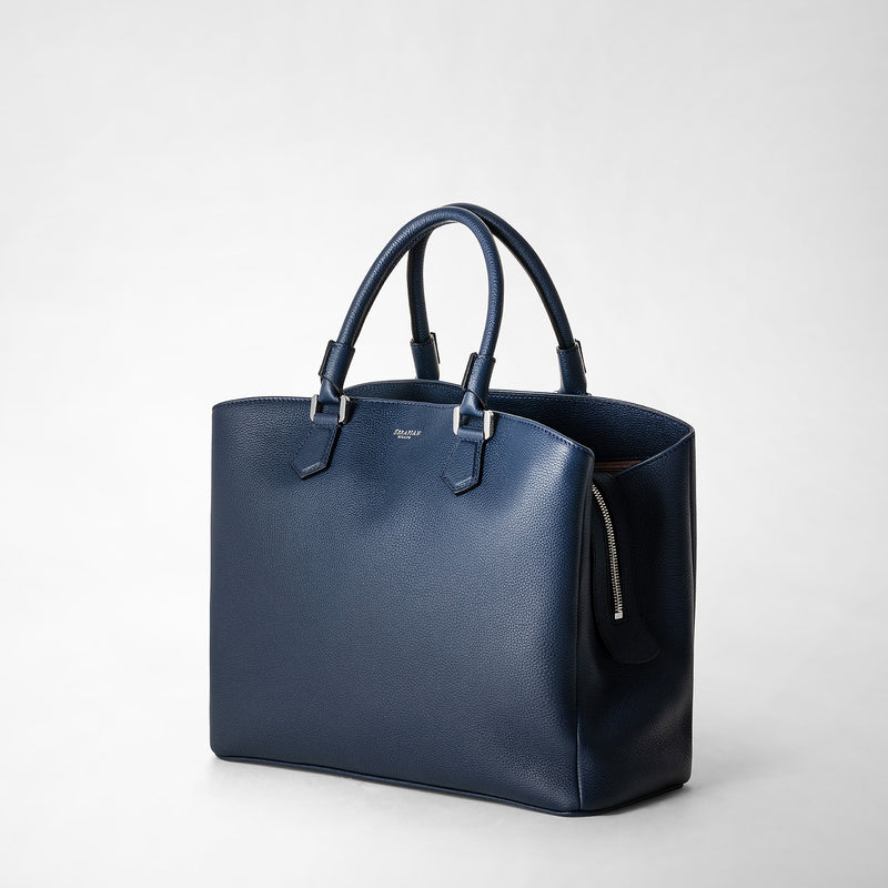 Serapian Borsa a mano luna in pelle rugiada blu navy Vendita Calda