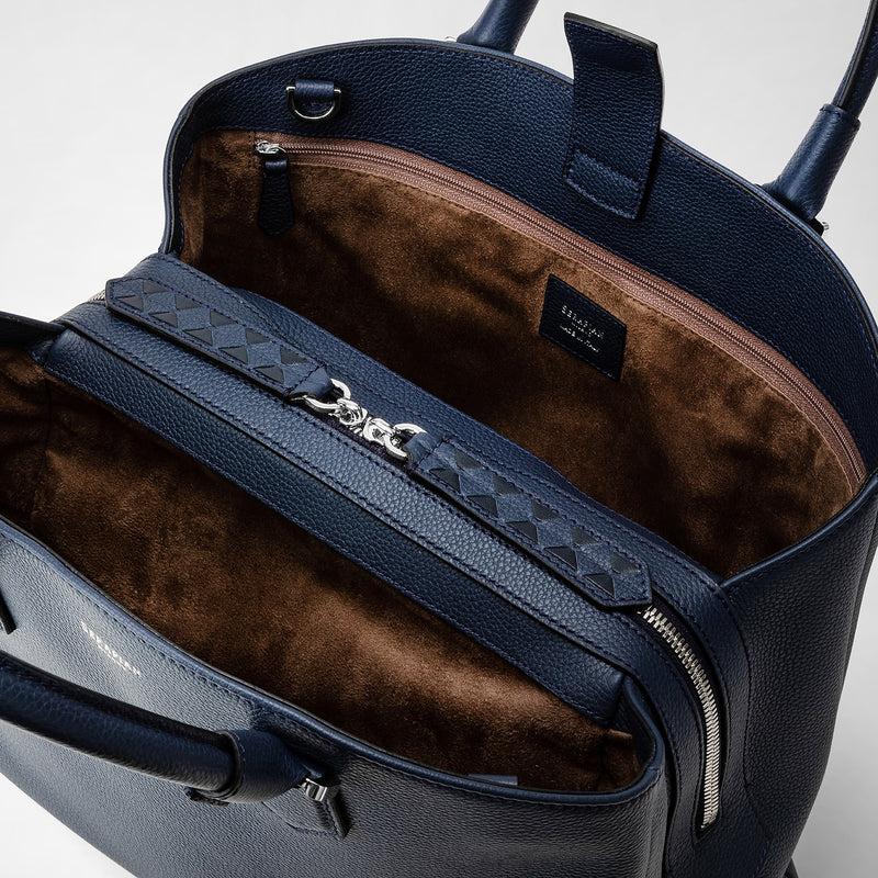 Serapian Borsa a mano luna in pelle rugiada blu navy Vendita Calda