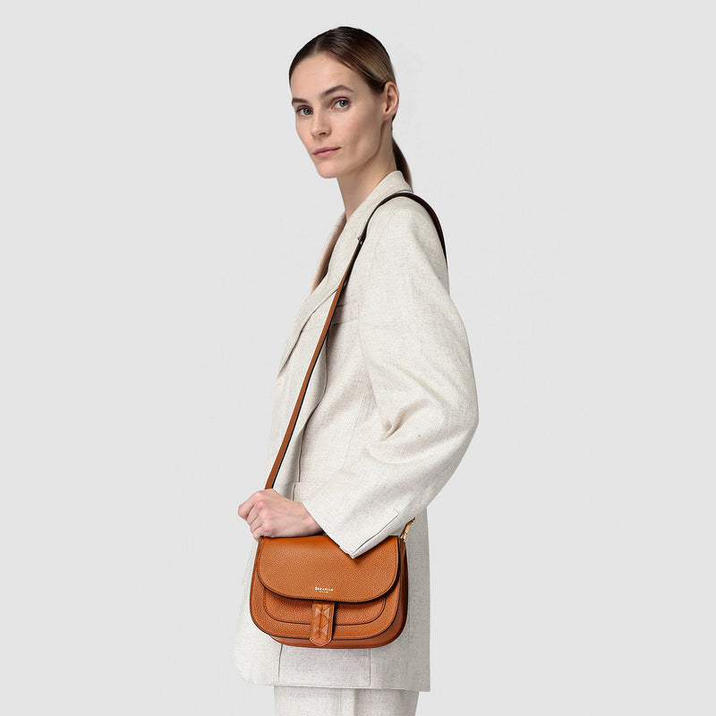 Serapian Borsa luna crossbody in pelle rugiada cuoio