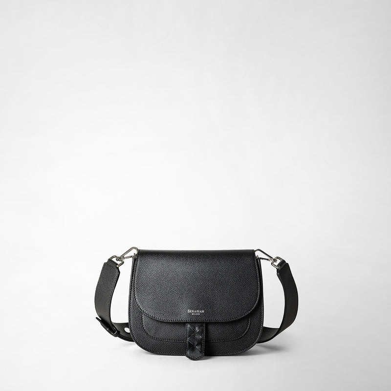 Serapian Borsa luna crossbody in pelle rugiada nero Vendite Flash