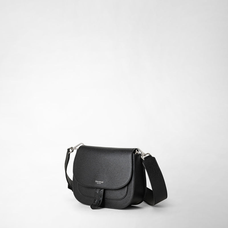 Serapian Borsa luna crossbody in pelle rugiada nero Vendite Flash