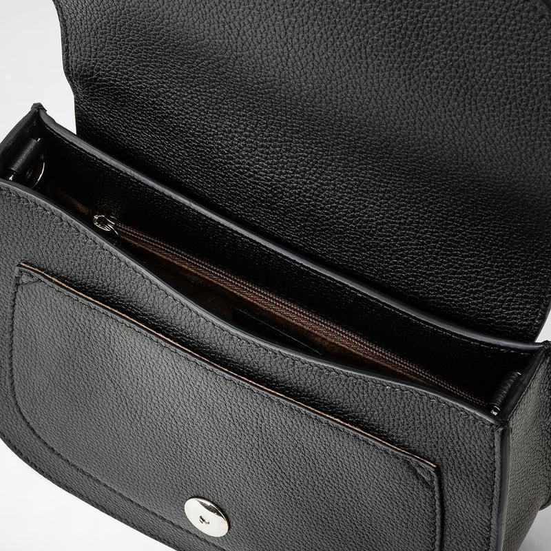 Serapian Borsa luna crossbody in pelle rugiada nero Vendite Flash