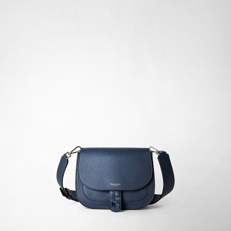 Serapian Borsa luna crossbody in pelle rugiada blue navy Negozio