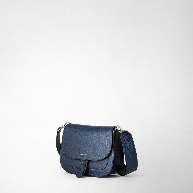 Serapian Borsa luna crossbody in pelle rugiada blue navy Negozio