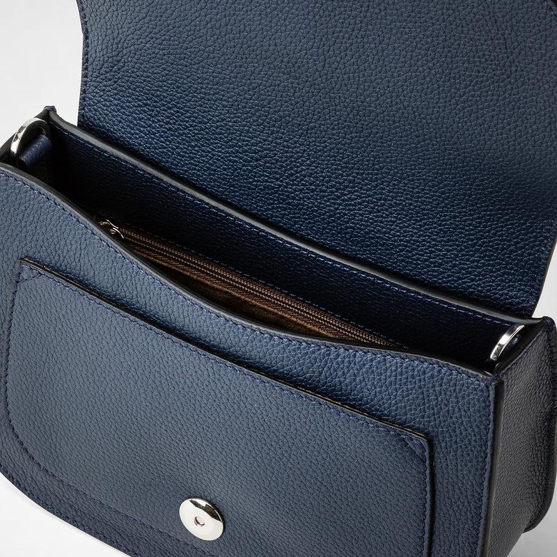 Serapian Borsa luna crossbody in pelle rugiada blue navy Negozio