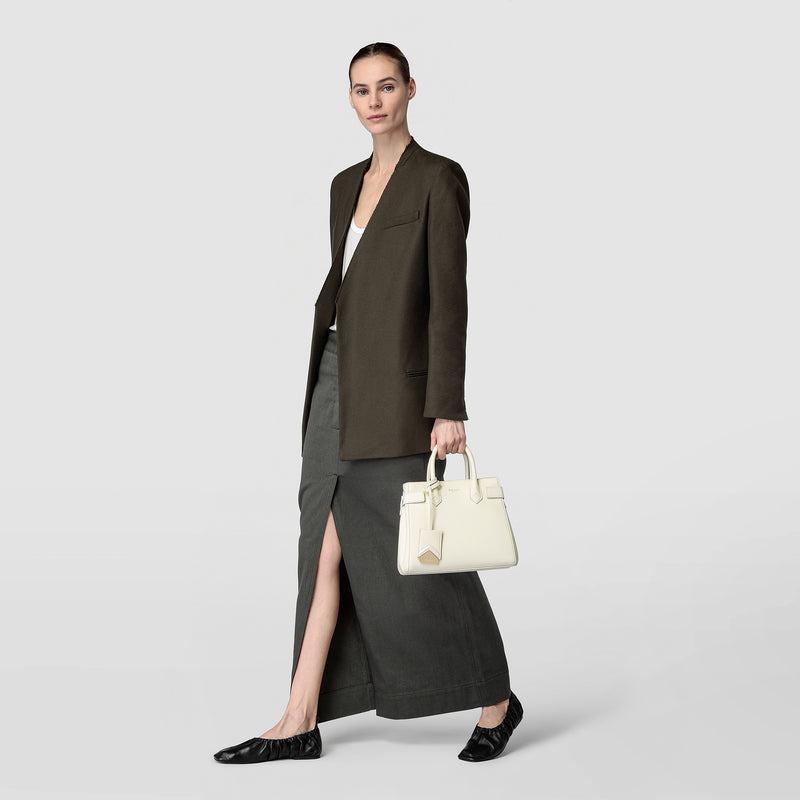 Serapian Meline' handbag in seta leather cream