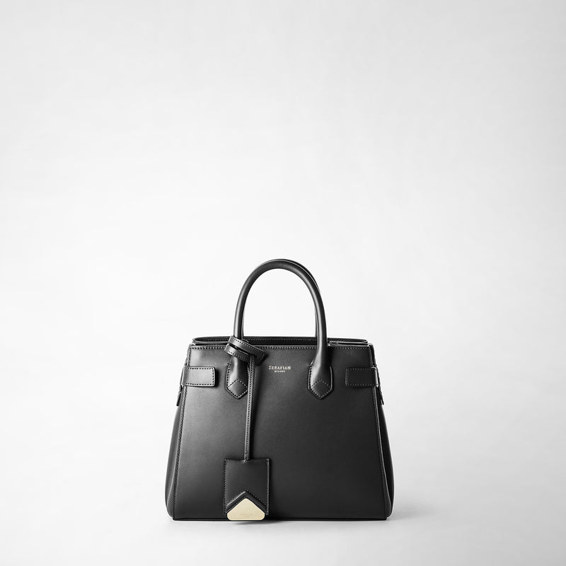 Serapian Meline' handbag in seta leather black Italy
