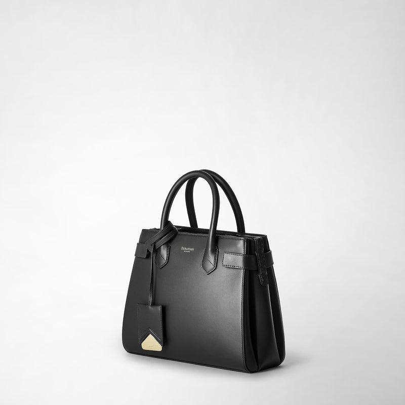 Serapian Meline' handbag in seta leather black Italy