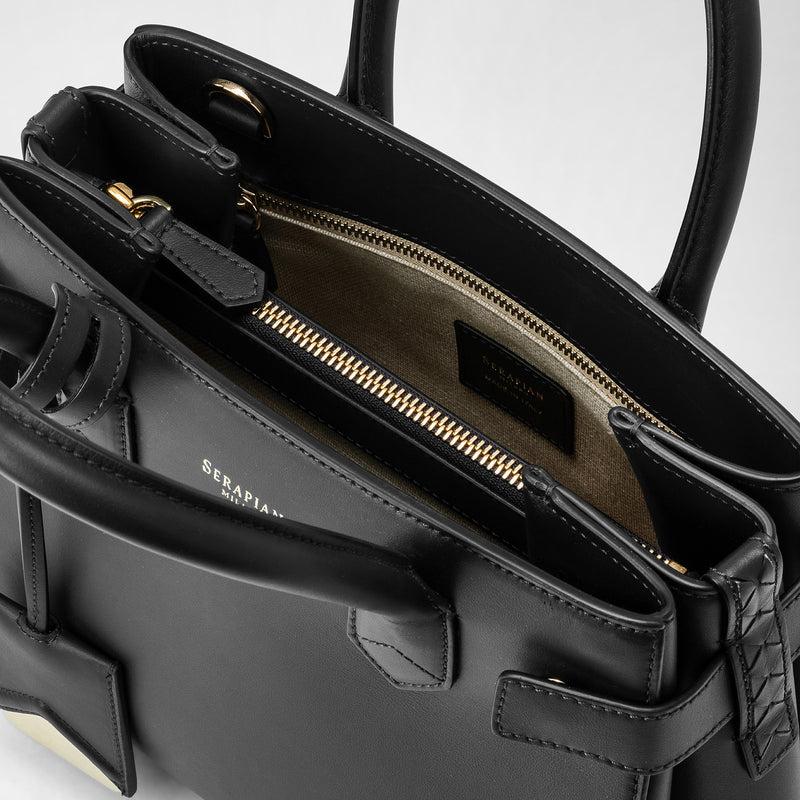 Serapian Meline' handbag in seta leather black Italy
