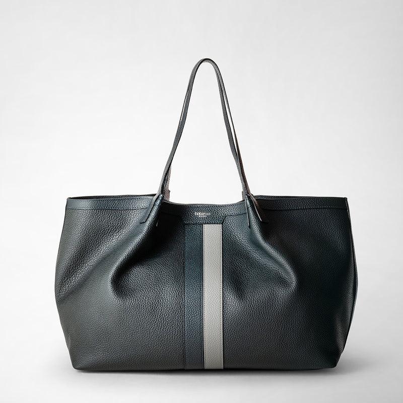 Serapian Borsa secret tote in pelle cachemire blu navy-asfalto Vendita
