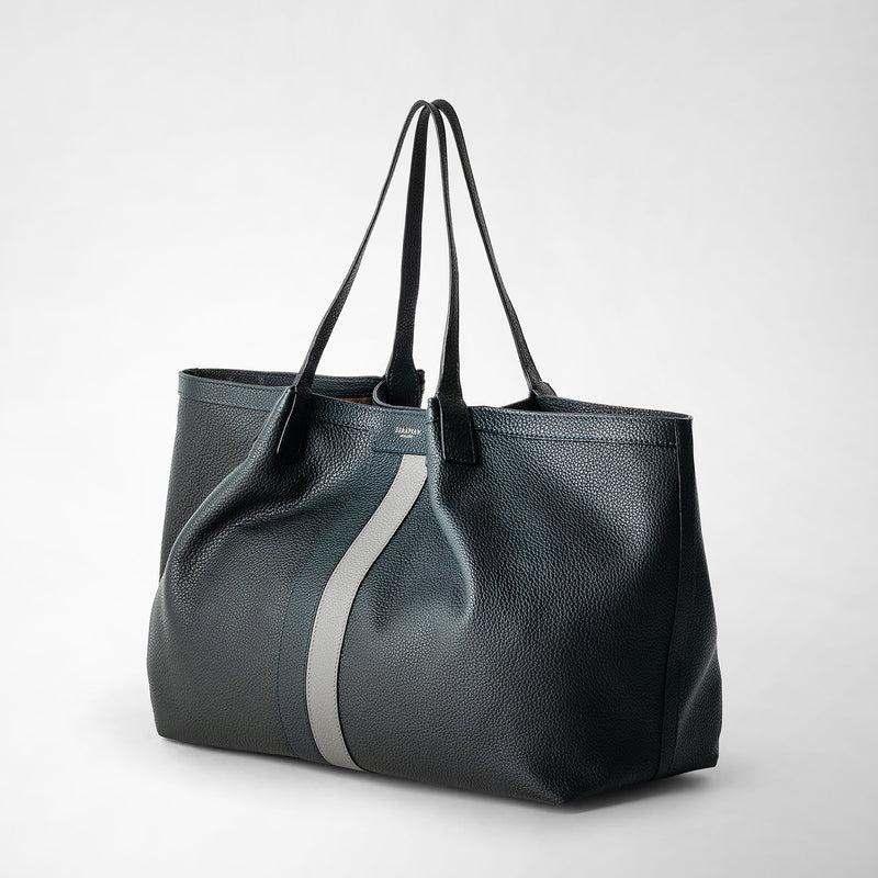 Serapian Borsa secret tote in pelle cachemire blu navy-asfalto Vendita