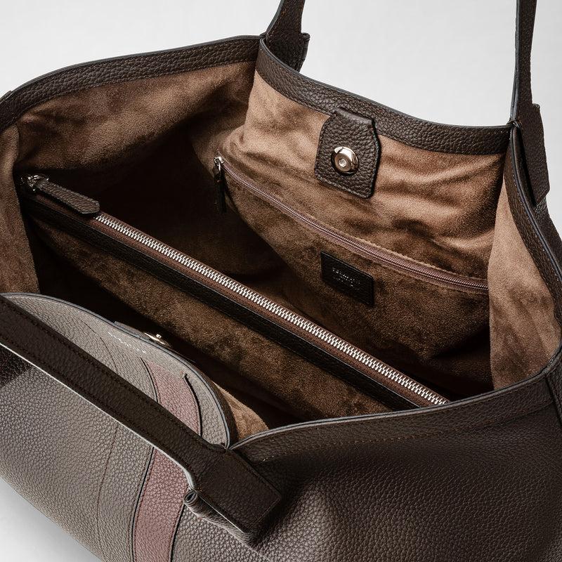 Serapian Borsa secret tote pelle cachemire espresso-rosso Promozione