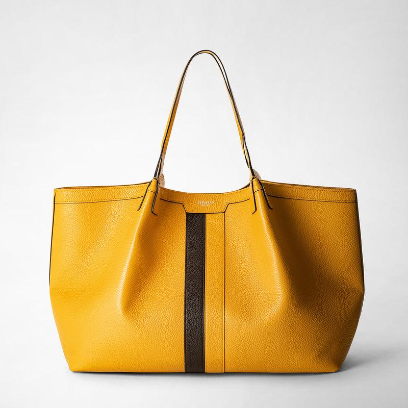 Serapian Secret tote bag in cachemire leather ochre espresso Spedizione Gratuita