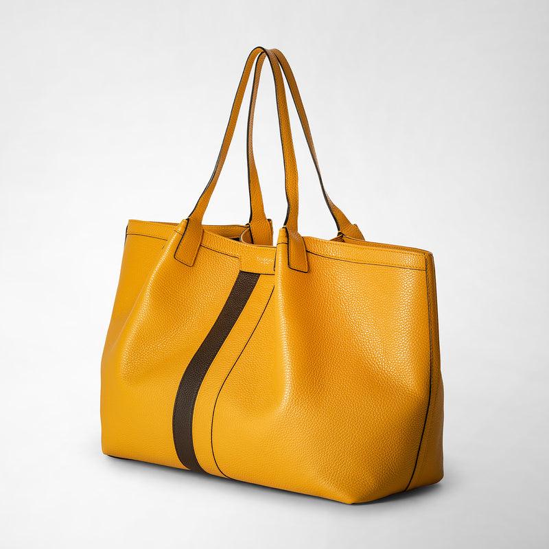 Serapian Secret tote bag in cachemire leather ochre espresso Spedizione Gratuita