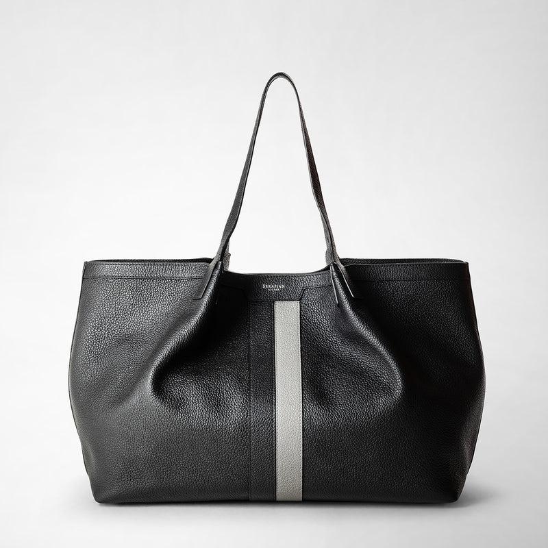Serapian Borsa secret tote in pelle cachemire nero-asfalto Pezzi Unici