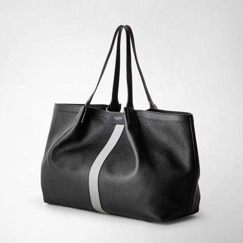 Serapian Borsa secret tote in pelle cachemire nero-asfalto Pezzi Unici
