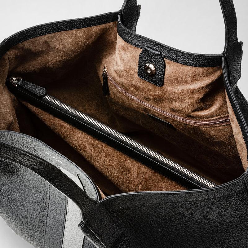 Serapian Borsa secret tote in pelle cachemire nero-asfalto Pezzi Unici