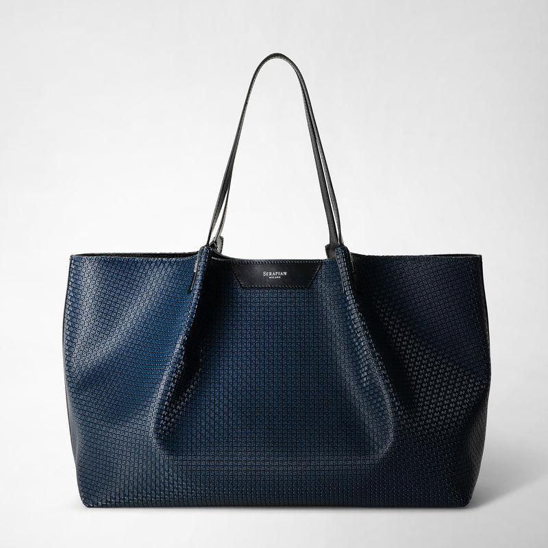 Serapian Tote bag secret in stepan blu oceano-nero Promozione Limitata