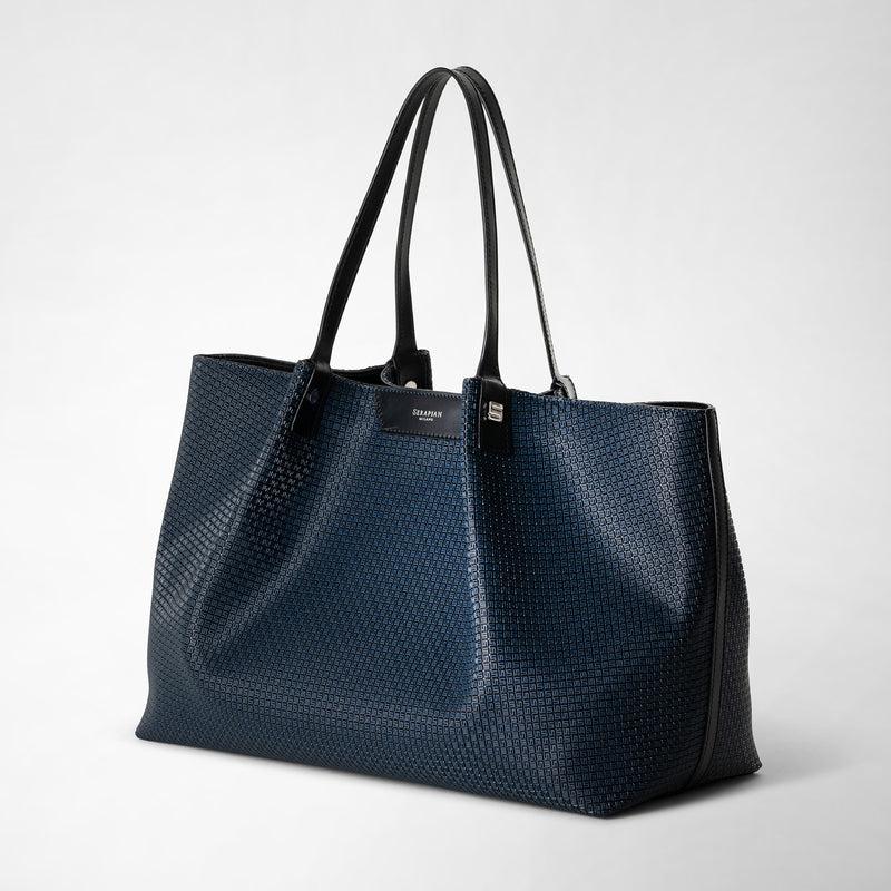 Serapian Tote bag secret in stepan blu oceano-nero Promozione Limitata