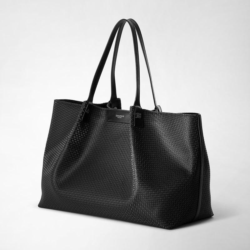 Serapian Tote bag secret in stepan nero-nero eclissi Fino Al -60%