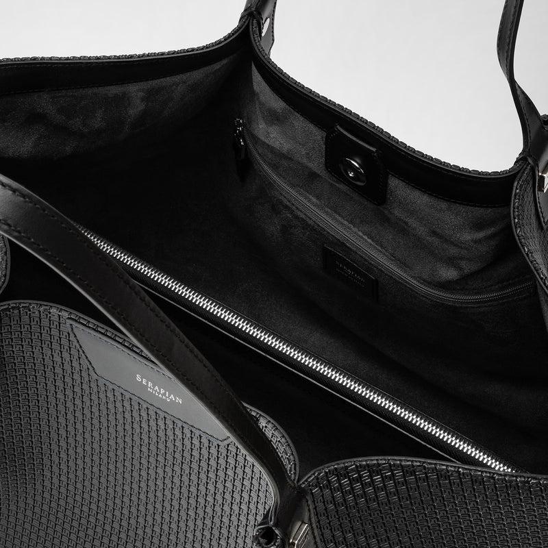 Serapian Tote bag secret in stepan nero-nero eclissi Fino Al -60%